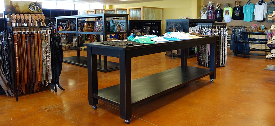 Ranch Rack Large Rolling Display Table for Western Wear